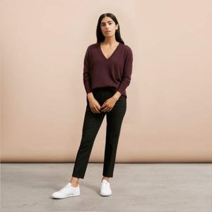 Everlane Oxblood Luxe Wool Square V-Neck Sweater